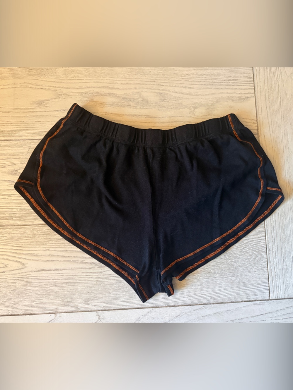 Black Women's Athletic Shorts with Orange Contrast Stitching